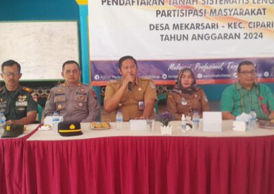 Sosialisasi Pendaftaran Tanah Sistematis Lengkap Partisipasi Masyarakat (PTSL-PM) di Desa Mekarsari, Cipari, Cilacap